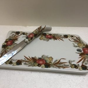 Cheese Tray & Knife in Harvest Design by Andrea Sadek Autumn Thanksgiving Home